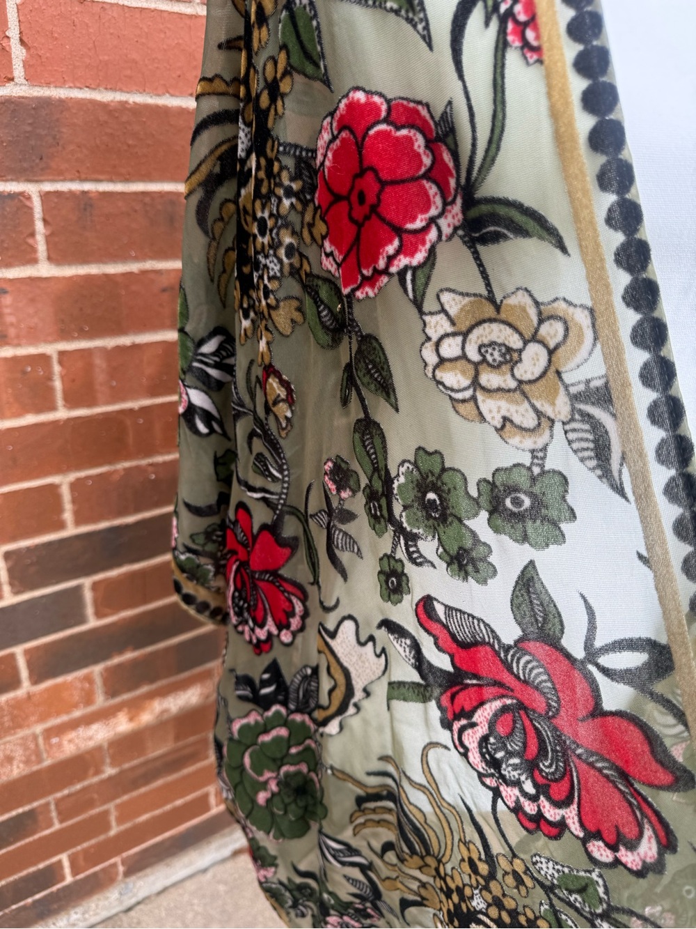 Free People Burnout Velvet Floral Kimono Ruana Boho Open Front OS - Picture 3 of 7